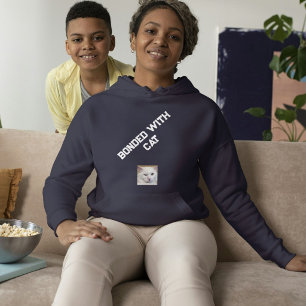 Sudadera Amante de Gatos Personalizado Azul Marino Blanco C