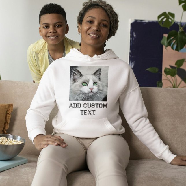 Sudadera Amante de gatos personalizado texto blanco gris Fo (Subido por el creador)