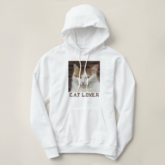 Sudadera Amante de gatos personalizado texto blanco marrón  (Diseño del anverso)