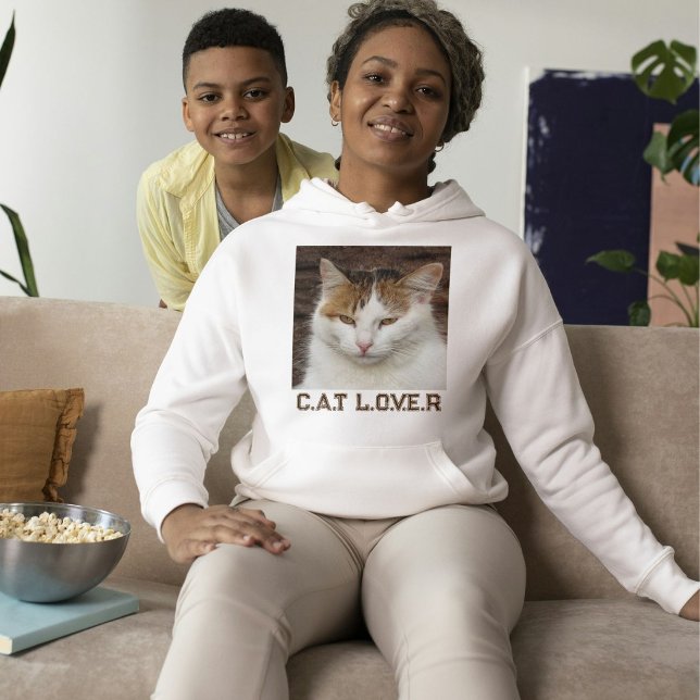 Sudadera Amante de gatos personalizado texto blanco marrón  (Subido por el creador)