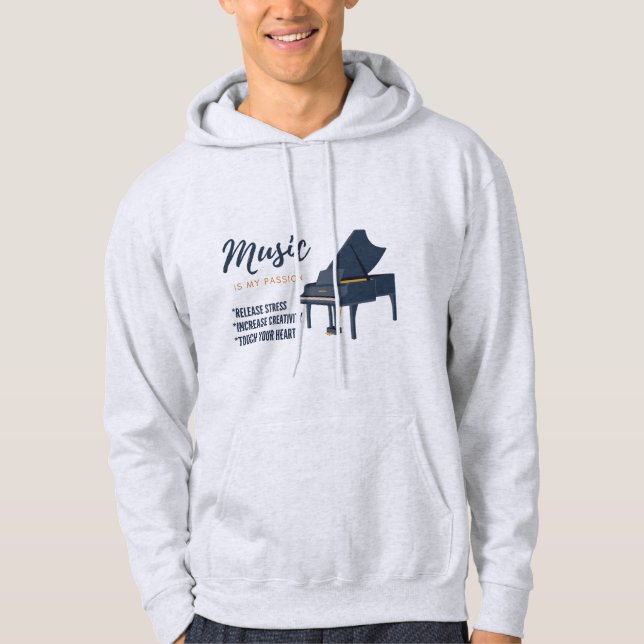 Sudadera Amante de la música de piano, musical, instrumento (Anverso)