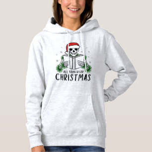 Sudadera Amante de libros divertidos Navidad esqueleto leye