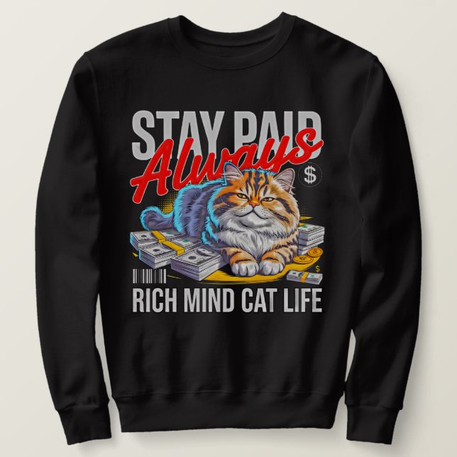 Sudadera Amante de los Gatos Vibraciones de Esfuerzo Mental (Anverso del diseño)