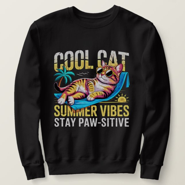Sudadera Amante de los gatos Vibraciones geniales de verano (Anverso del diseño)