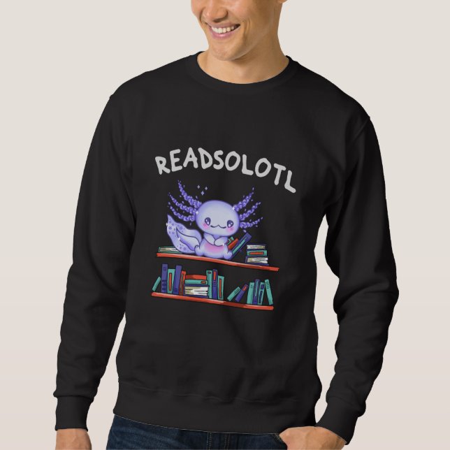 Sudadera Amante de los libros de Readsolotl Funny Axolotl (Anverso)