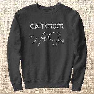 Sudadera Amante de Mascotas Escritura Blanca Gata Mamá Pers