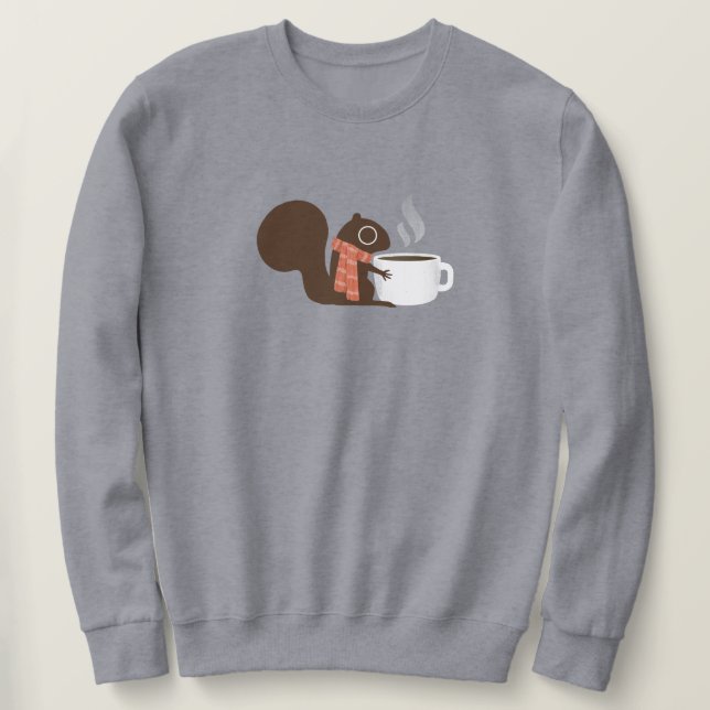 Sudadera Amante del café de ardilla con bufanda a rayas (Anverso del diseño)