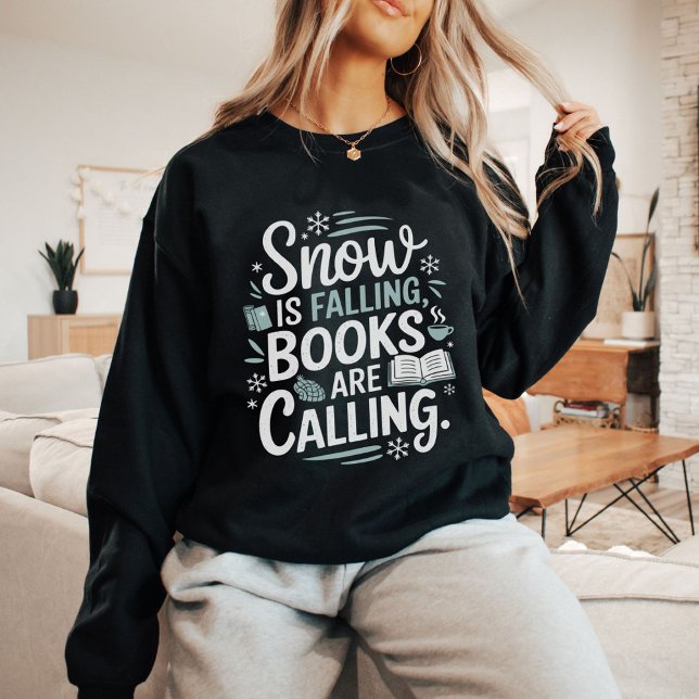 Sudadera Amante del libro de invierno con copos de nieve (Subido por el creador)