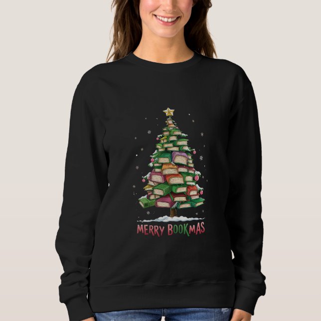 Sudadera Amante del libro de Navidad Árbol Bibliotecario Fe (Anverso)