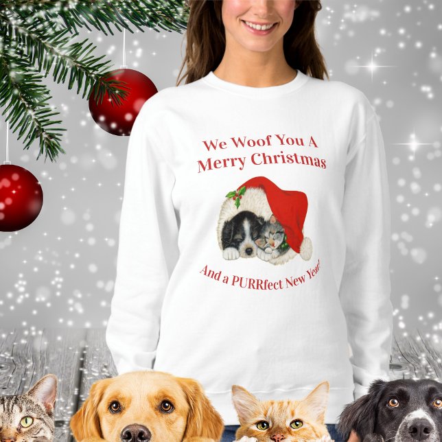 Sudadera Amantes de las mascotas, perros, gatos, Navidades  (Pet Lovers, Dogs Cats, Christmas Fun Sweatshirt)
