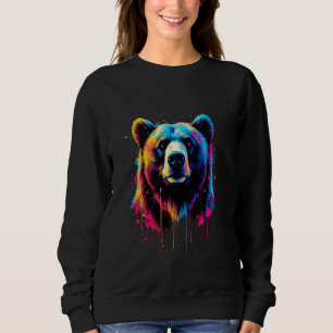 Sudadera Amantes de osos hermosos arte pop colorido oso gri
