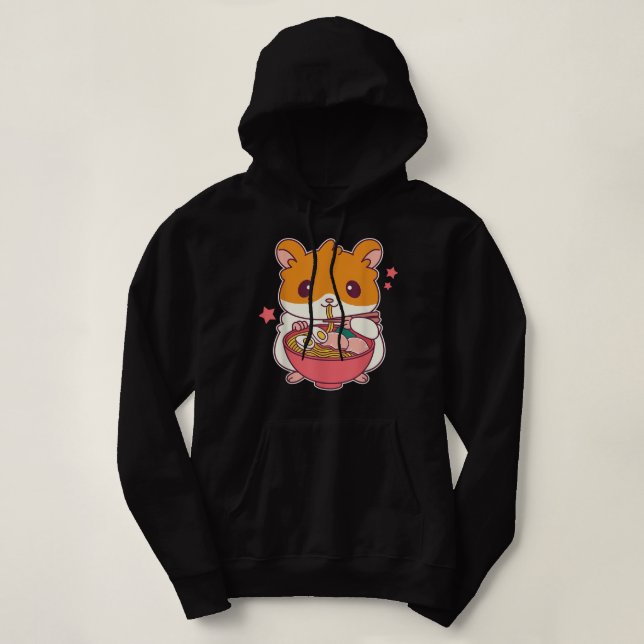 Sudadera Amantes de Ramen Hamster Cute Hamster Comen (Diseño del anverso)