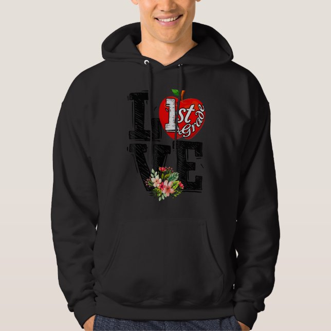 Sudadera Amar a Apple de primer grado de vuelta a la escuel (Anverso)