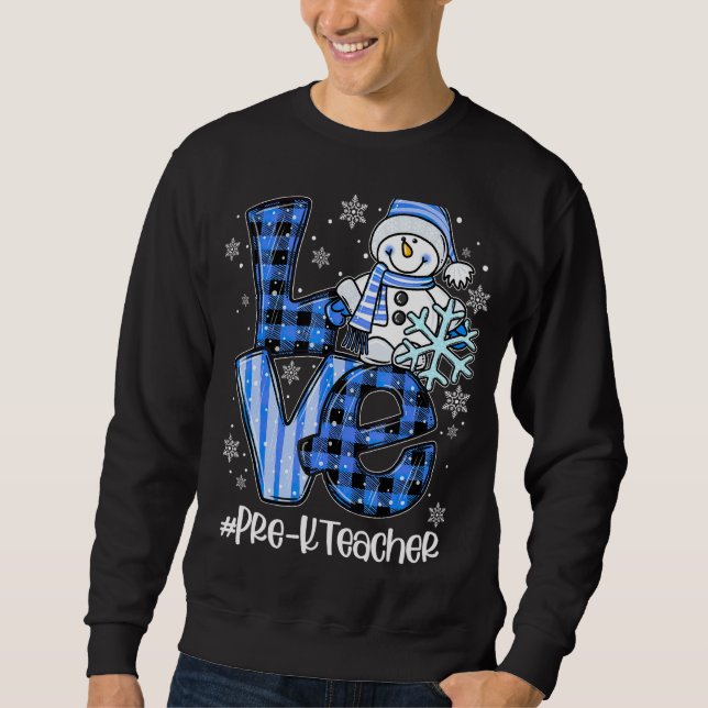 Sudadera Amar a Snowman de Navidades de invierno preescolar (Anverso)