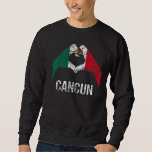 Sudadera Amar Cancún México Vacaciones Vintage Bandera de M