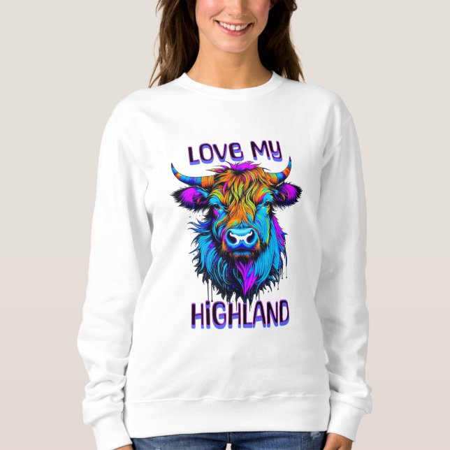 Sudadera Amar mi arte de estilo ciberpunk de vacas de Highl (Anverso)