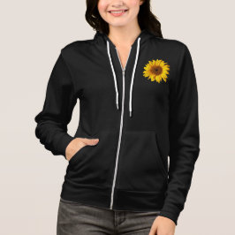 Sudadera Amarillo del girasol en el negro - flores