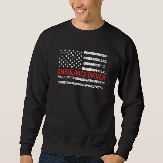 Sudadera Ambulance Driver USA Flag Profession Retro Job Tit (Anverso)