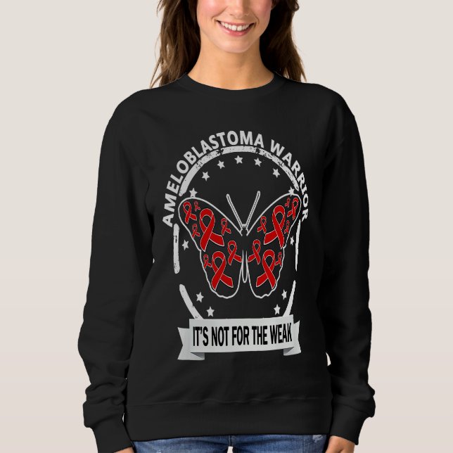 Sudadera Ameloblastoma Warrior red ribbon butterfly awarene (Anverso)