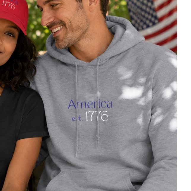 Sudadera América 250 Cumpleaños est 1776 Tipografía Gris (Subido por el creador)