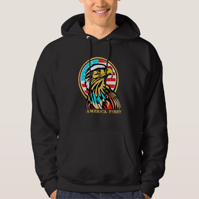 Sudadera America First Patriotic Eagle Illustration 4th of  (Anverso)