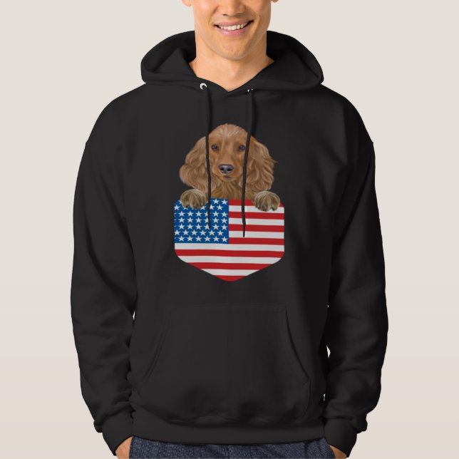 Sudadera America Flag Cocker Spaniel Dog In Pocket (Anverso)