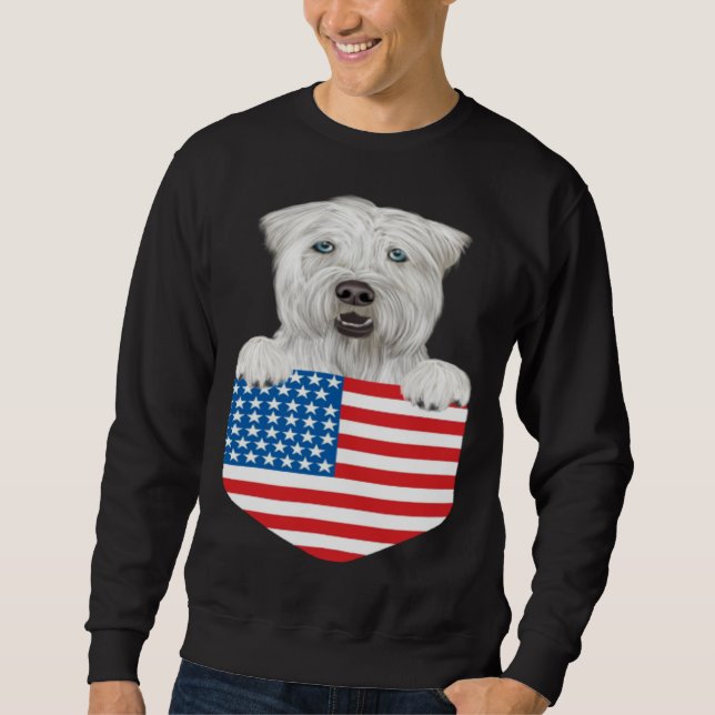 Sudadera America Flag Soft Coated Wheaten Terrier Dog In Po (Anverso)