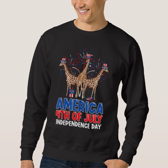 Sudadera America Giraffes American Flag Indepedence Day 4th (Anverso)