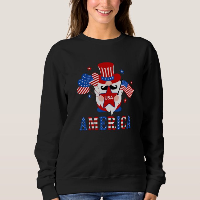 Sudadera America Gnome American Flag 4th Of July Family Mat (Anverso)