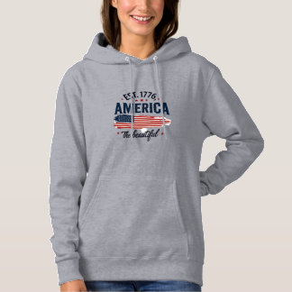 Sudadera América la Hermosa Bandera Patriótica Vintage Tipo
