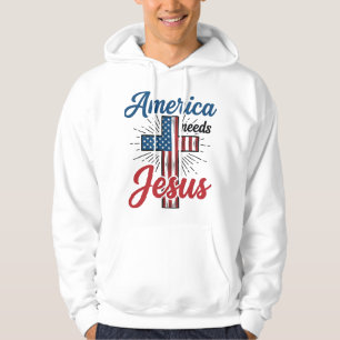 Sudadera América Necesita Jesús Diseño de Camiseta de Cruz 