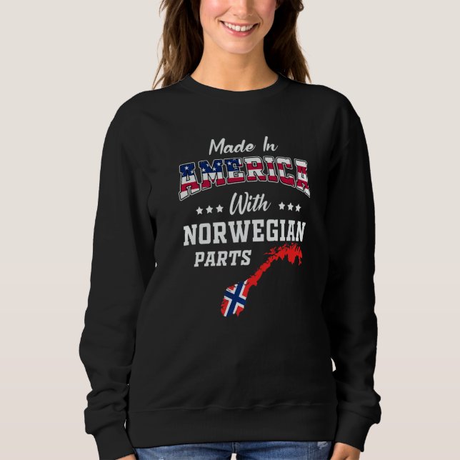 Sudadera America Norwegian Parts Norway Map USA Flag Ancest (Anverso)