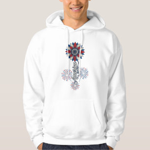Sudadera América Patriótica Flores Fuegos Artificiales Dise
