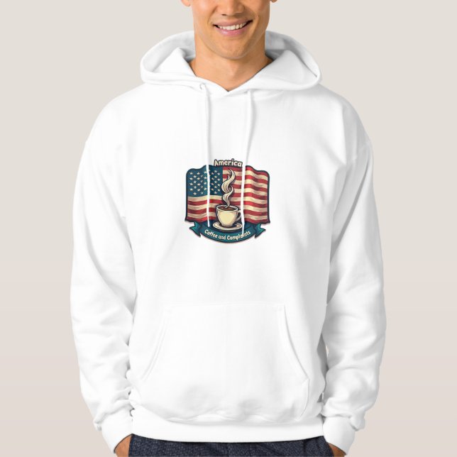 Sudadera America runs on coffee and complaint (Anverso)