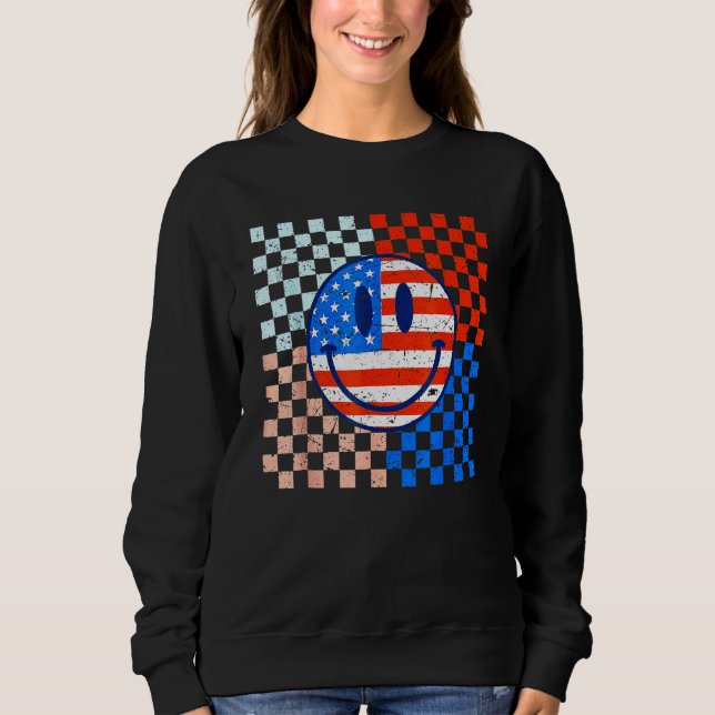 Sudadera America Vibes Cute Smile Face USA American Flag 4t (Anverso)