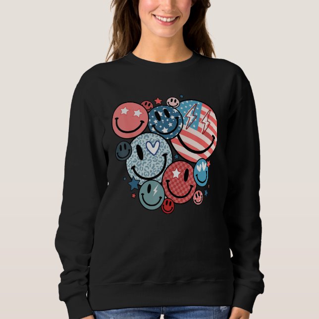 Sudadera America Vibes Happy Face Smile Flower American 4th (Anverso)
