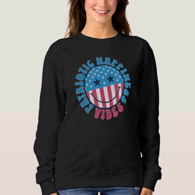 Sudadera America Vibes Smile Face US Flag Retro Groovy 4th  (Anverso)
