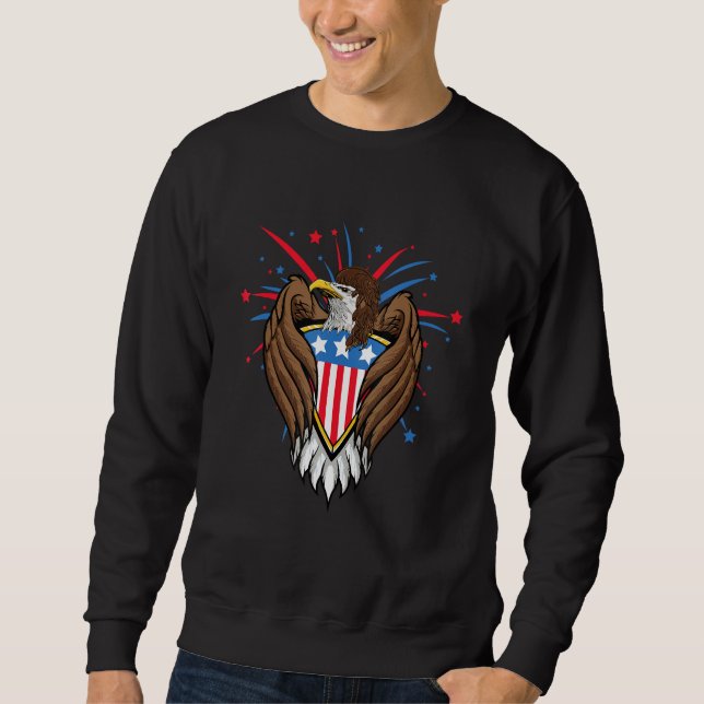 Sudadera American Bald Eagle Curly Mullet 4th Of July (Anverso)