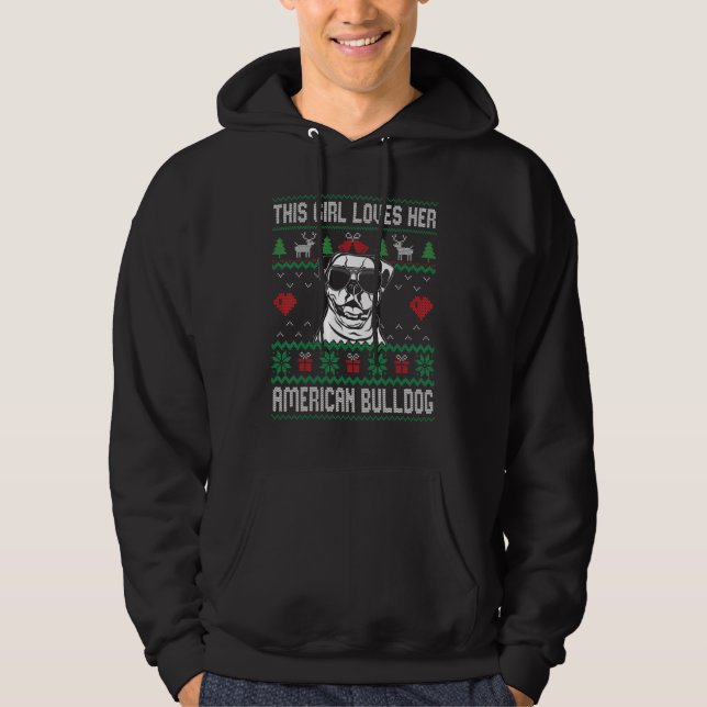 Sudadera American Bulldog Girl Cool Ugly Christmas for Dog  (Anverso)