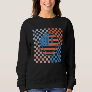 Sudadera American Checkered Flag Smile Face Retro 4th Of Ju