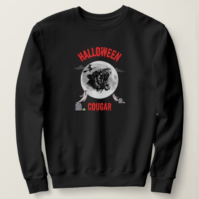 Sudadera american cougar on halloween night with crows (Anverso del diseño)