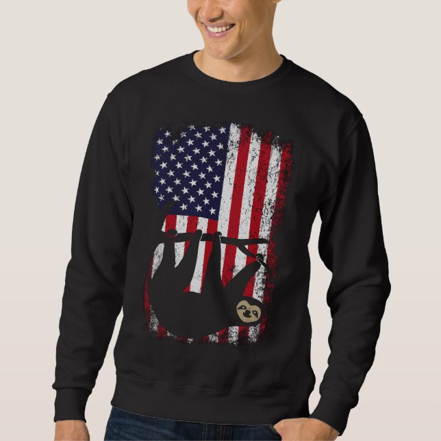 Sudadera American Deer Sloth Patriotic Vintage Sloth Americ (Anverso)