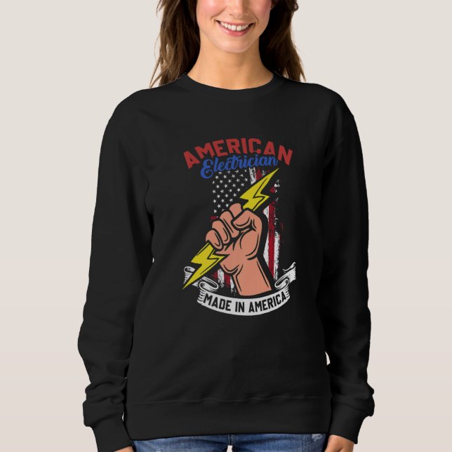 Sudadera American Electrician  US Flag  Electrical Engineer (Anverso)