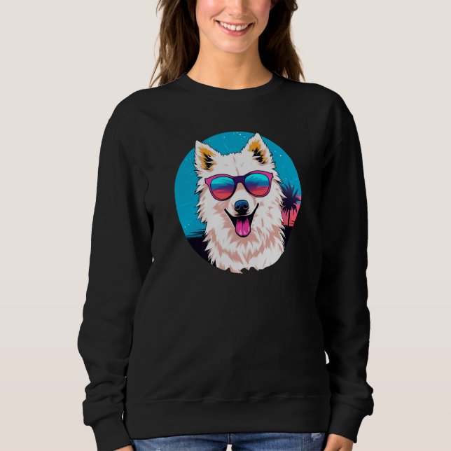 Sudadera American Eskimo Dog Wearing Sunglasses Retro (Anverso)