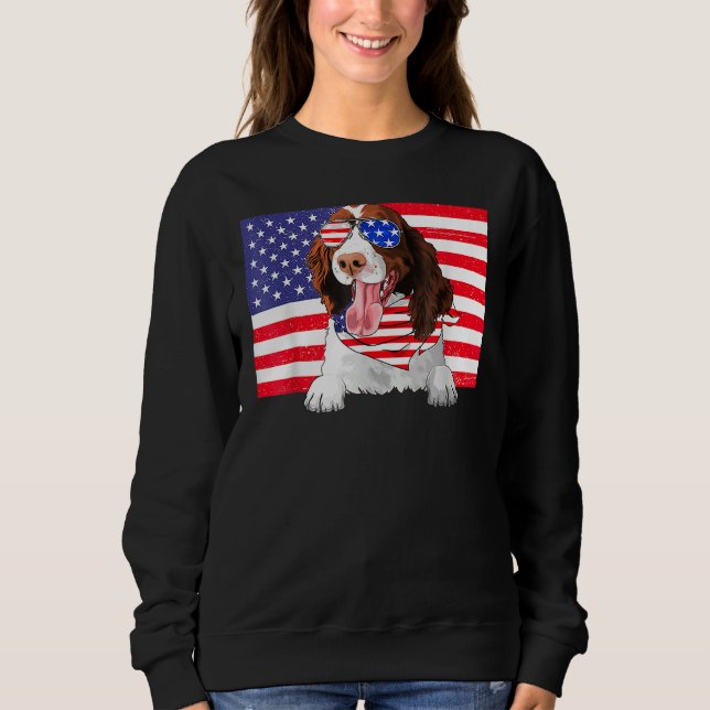 Sudadera American Flag 4th Of July English Springer Spaniel (Anverso)