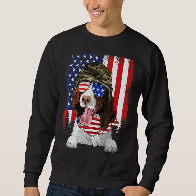 Sudadera American Flag 4th Of July English Springer Spaniel (Anverso)