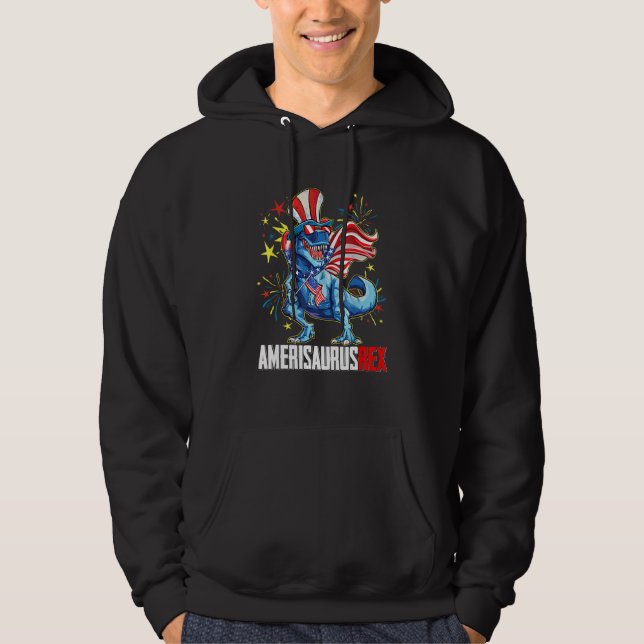 Sudadera American Flag 4th of July Rex Dinosaur Amerisaurus (Anverso)