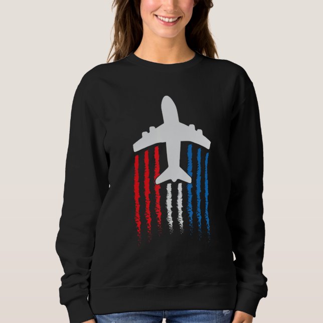 Sudadera American Flag 747 Jumbo Jet July 4th (Anverso)