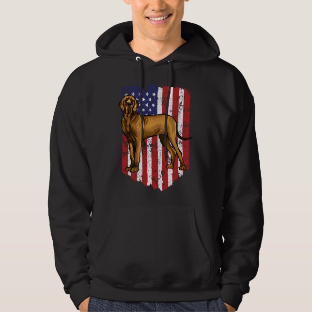 Sudadera American Flag Brown Great Dane 4th Of July USA (Anverso)