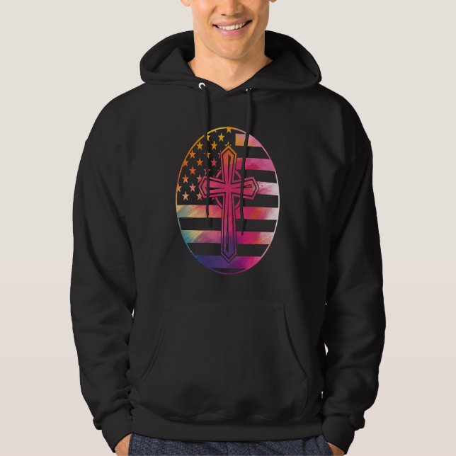 Sudadera American Flag  Cross  America Pride Proud Christia (Anverso)